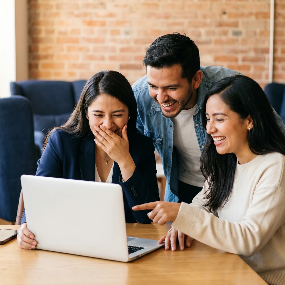 Photograph of an international team of entrepreneurs celebrating business results